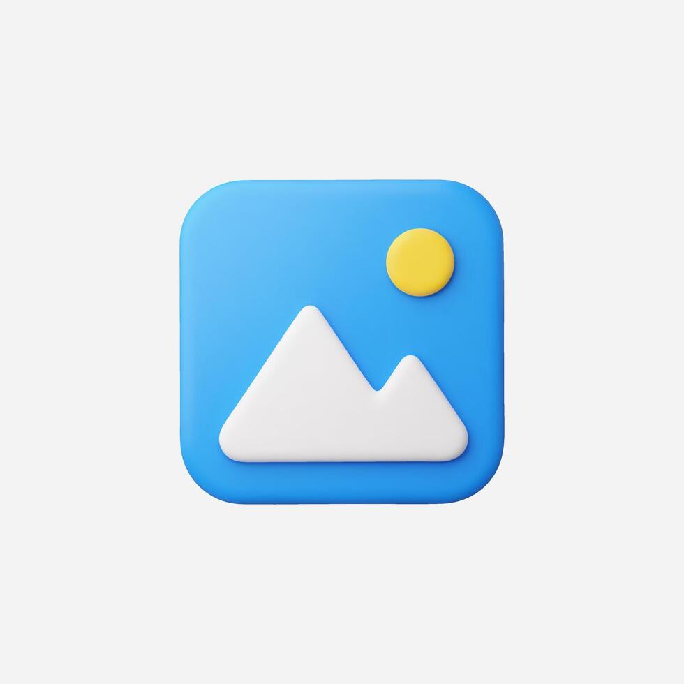 A colorful icon featuring mountains and a sun in a cheerful style. vector