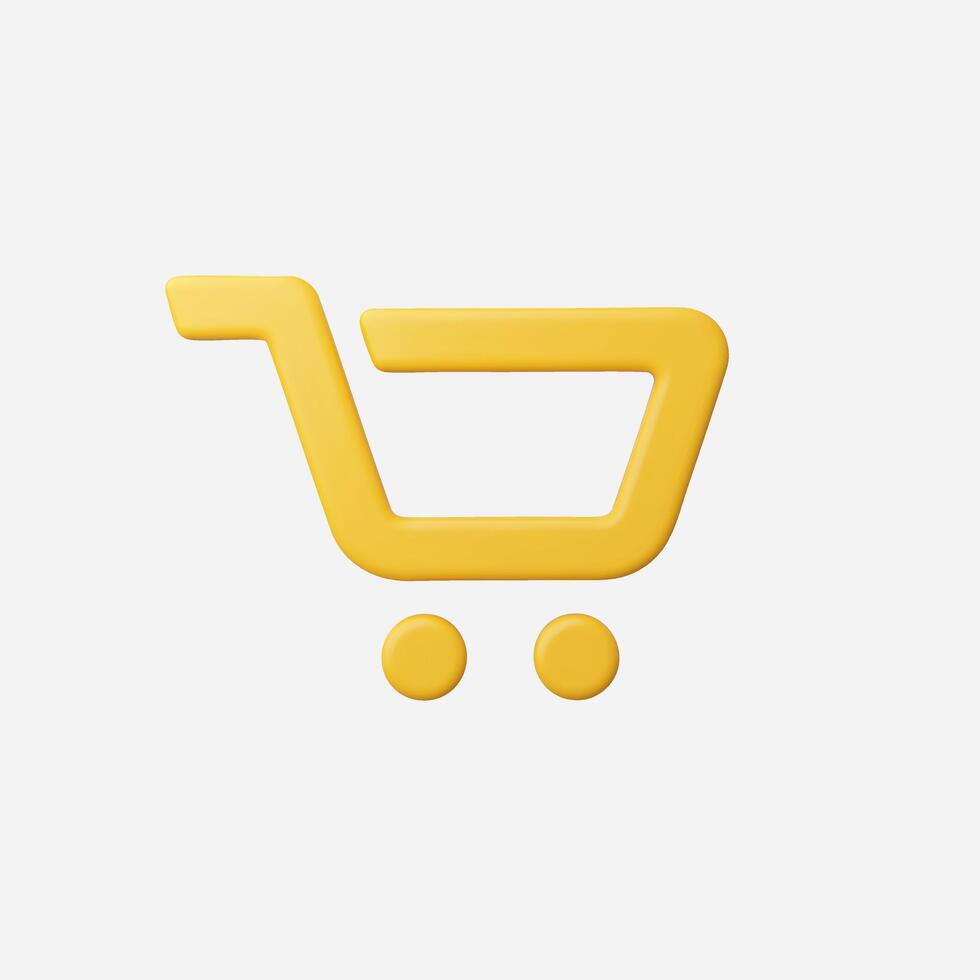 A bright yellow shopping cart icon on a clean background. vector