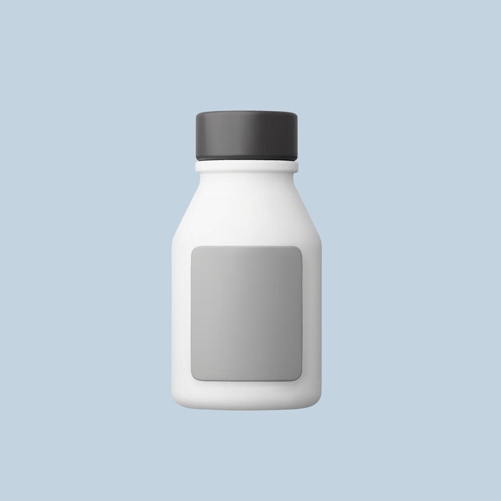 Minimalist white bottle on a light blue background, clean design. vector