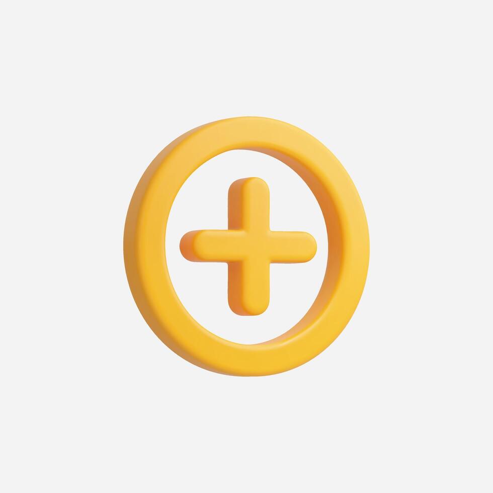 A vibrant yellow plus sign icon in a minimalistic circular design. vector