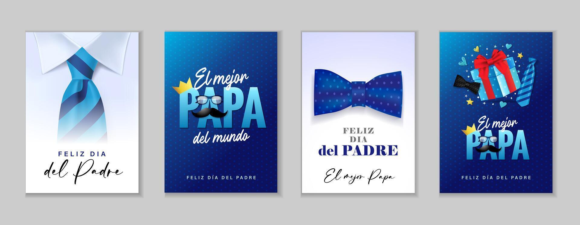 Greeting cards set in Spanish, Happy Father's Day greetings vector