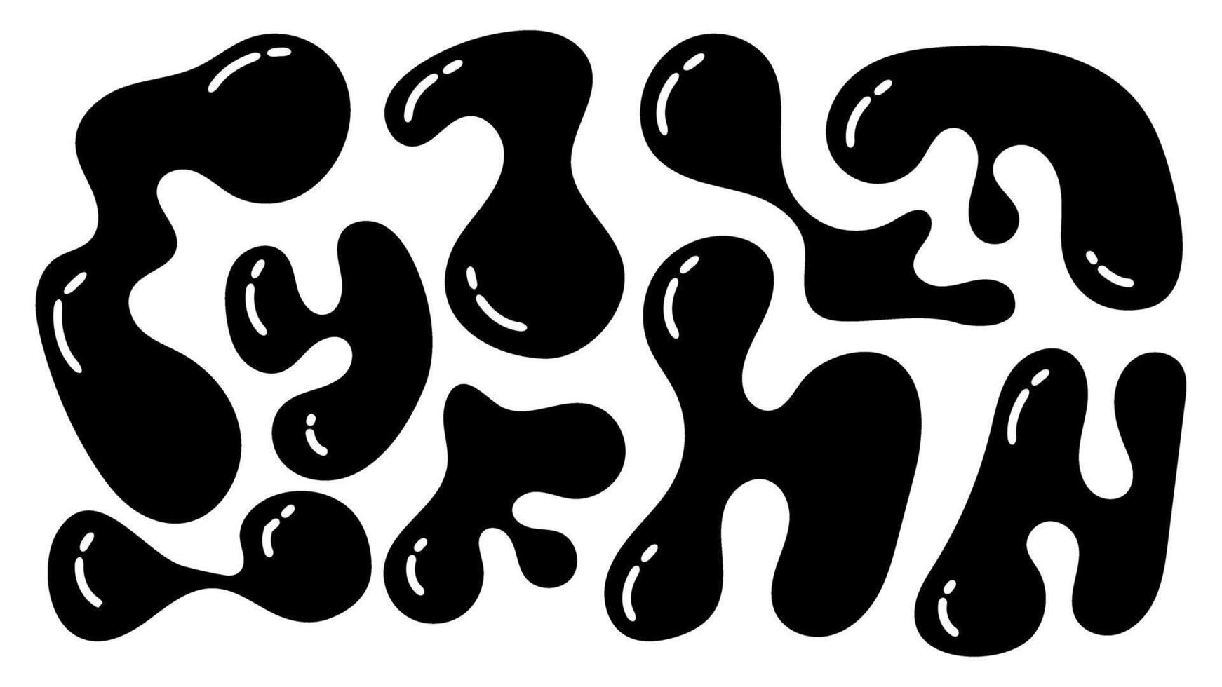 Organic blobs with irregular shapes creating an abstract composition in monochrome vector