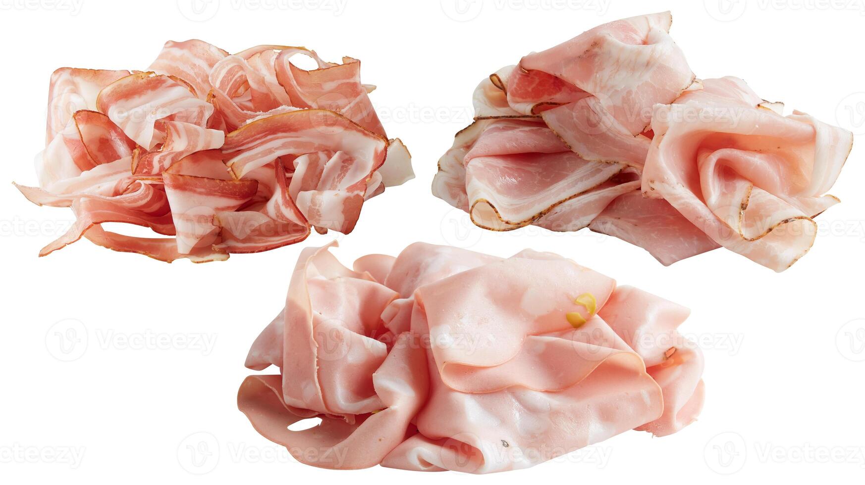 fresh pork ham cut out isolated white background with clipping path photo