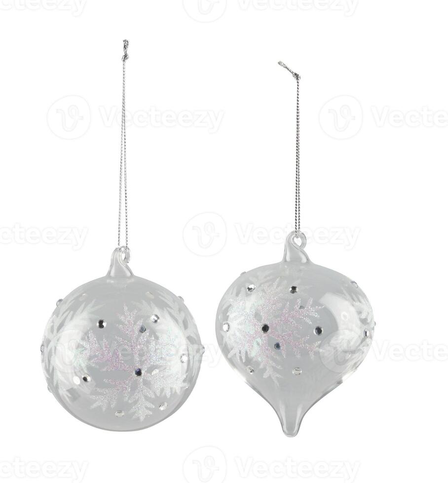 Christmas two glass ball decoration cut out isolated white background with clipping path photo