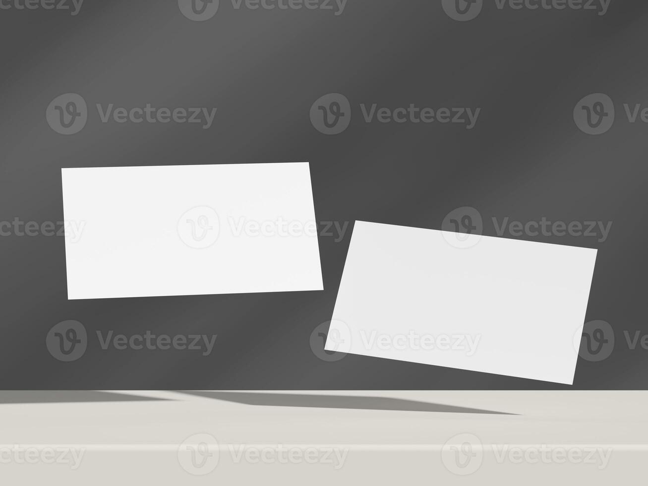 Dark grey floating business card mockup pair with soft diffused shadows photo