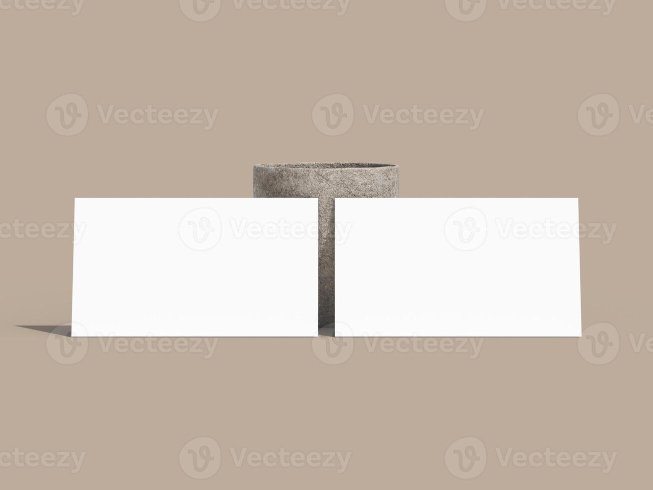 Two business cards placed with minimalistic background and soft shadows. photo
