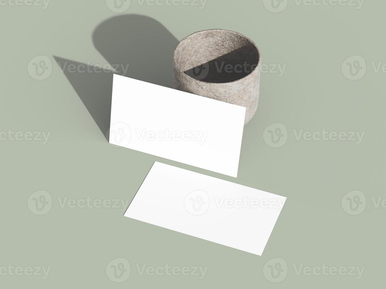 Clean business card mockup with light and shadow contrast. photo