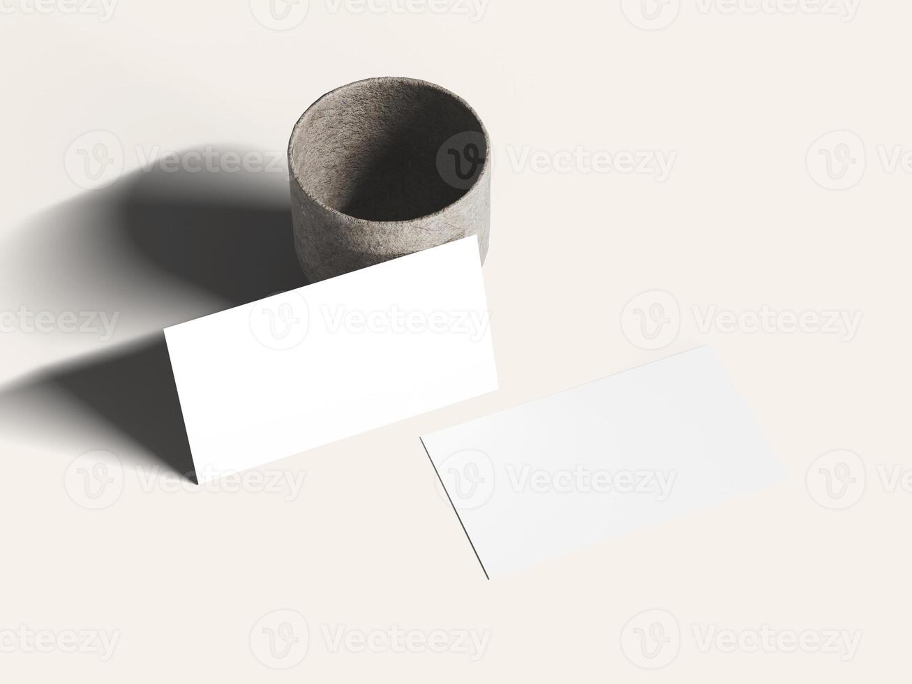 Professional business card mockup with shadow effects and clean design. photo