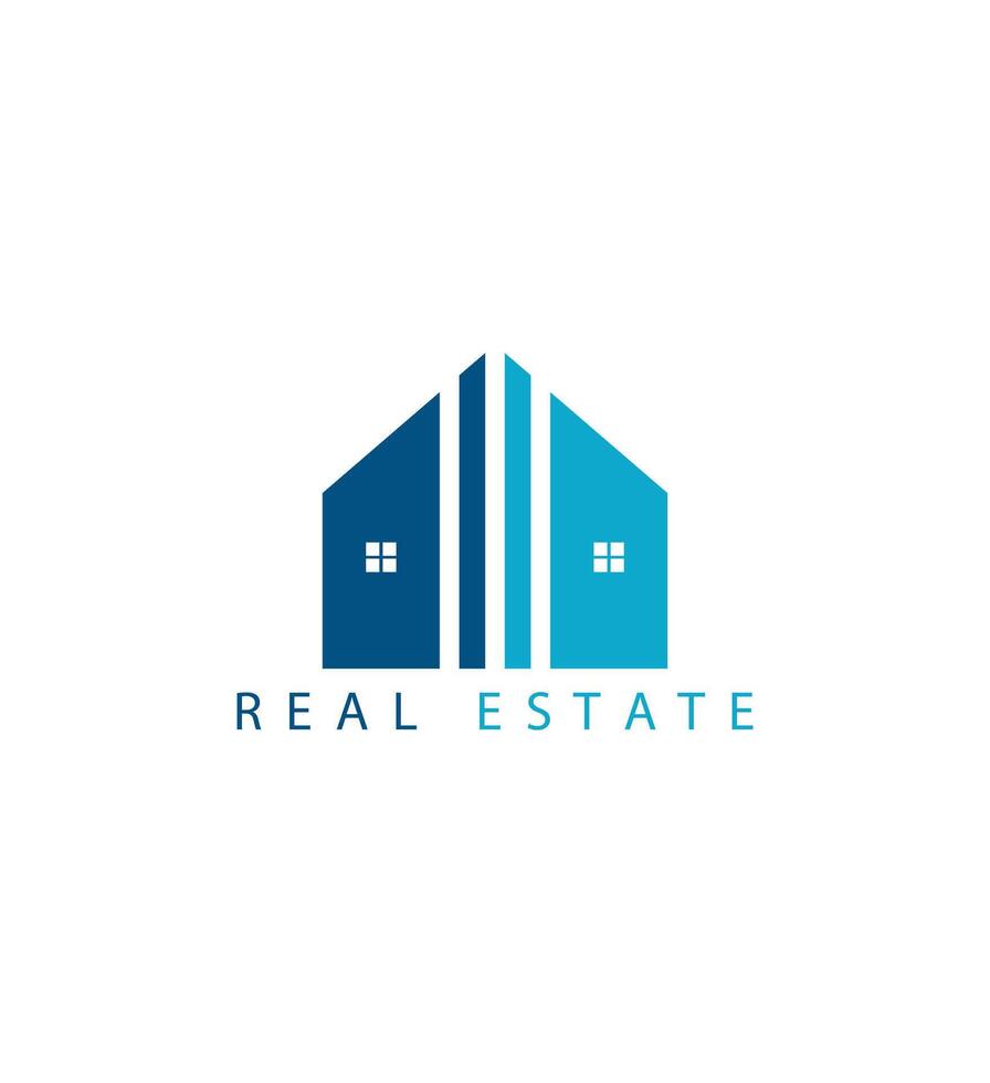 Simple logo design blue house. vector