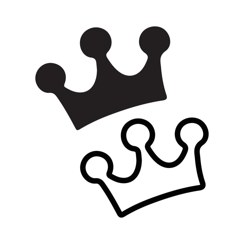 Crown Silhouette and Outline Icon Set Royal King Queen Prince vector