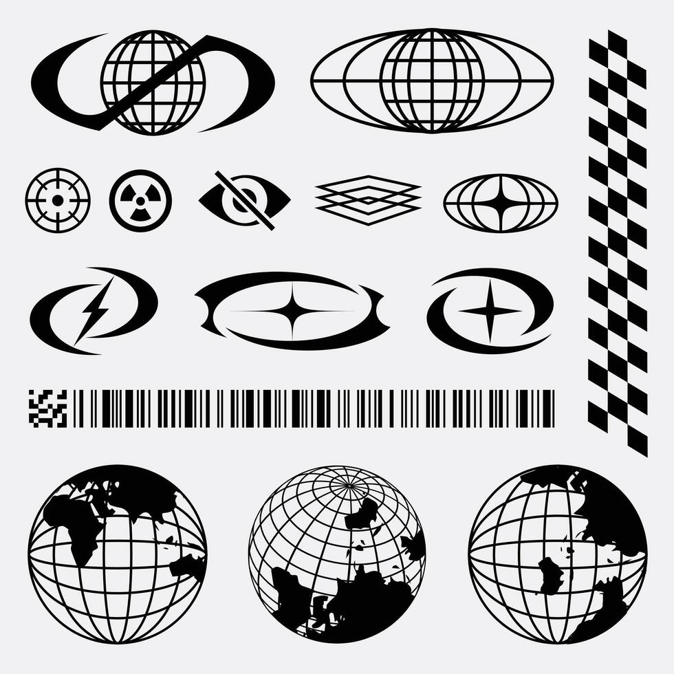 Retro futuristic elements for street wear design vector