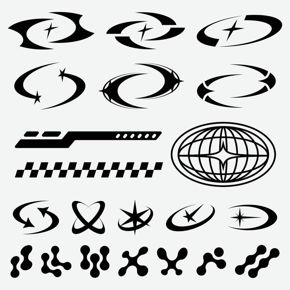 Trendy Y2K Abstract Graphic Elements vector