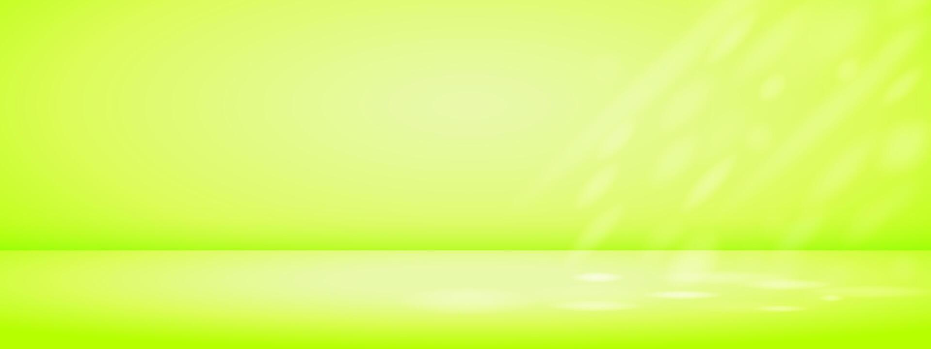 Green studio room with sun rays. Limbo light background. Abstract 3d bg with empty space for advertising text. mockup illustration. vector
