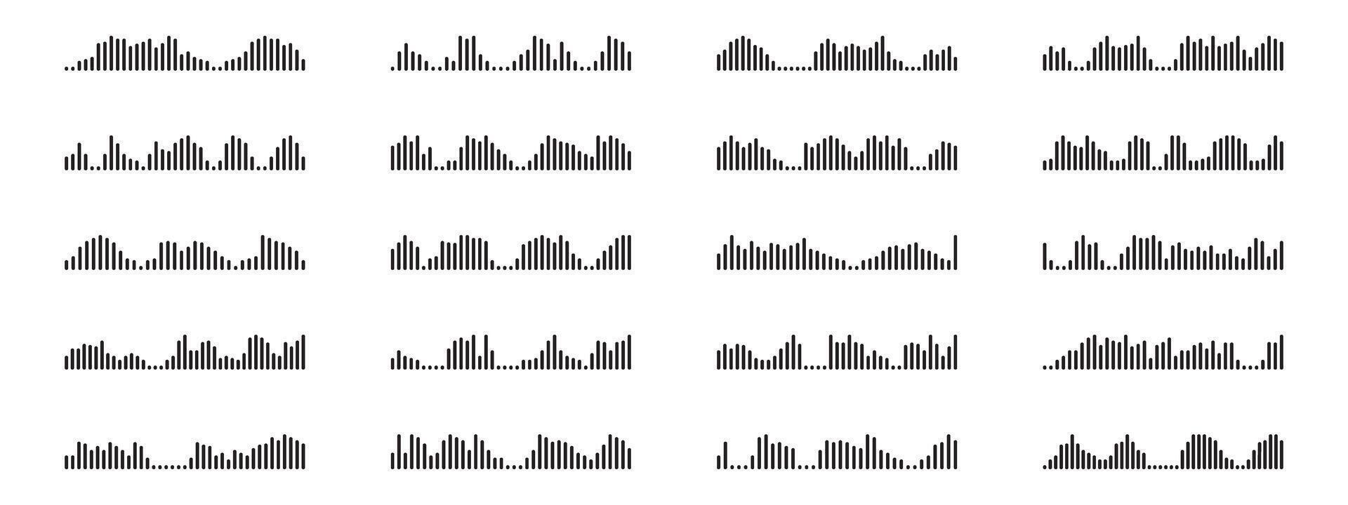 Set of sound wave icons. elements for music player, podcasts, mobile voice message. vector