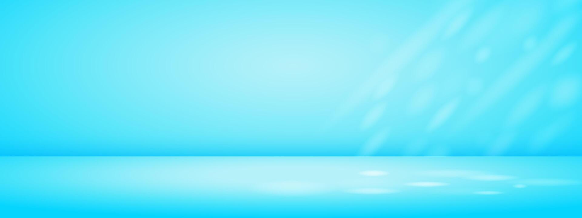 Blue studio room with sun rays. Limbo light background. Abstract 3d bg with empty space for advertising text. mockup illustration. vector