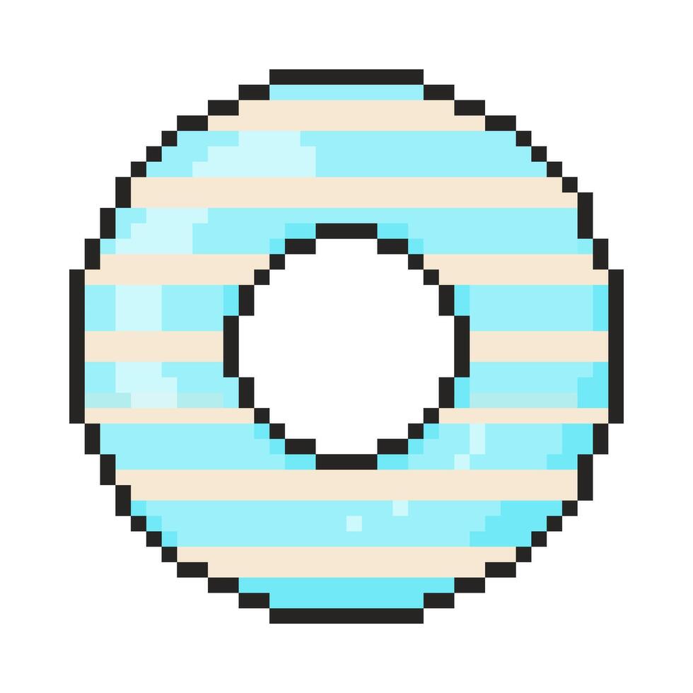 Lifebuoy icon. Pixel art object in 8 bit style. Retro 80s,90s game graphics. vector