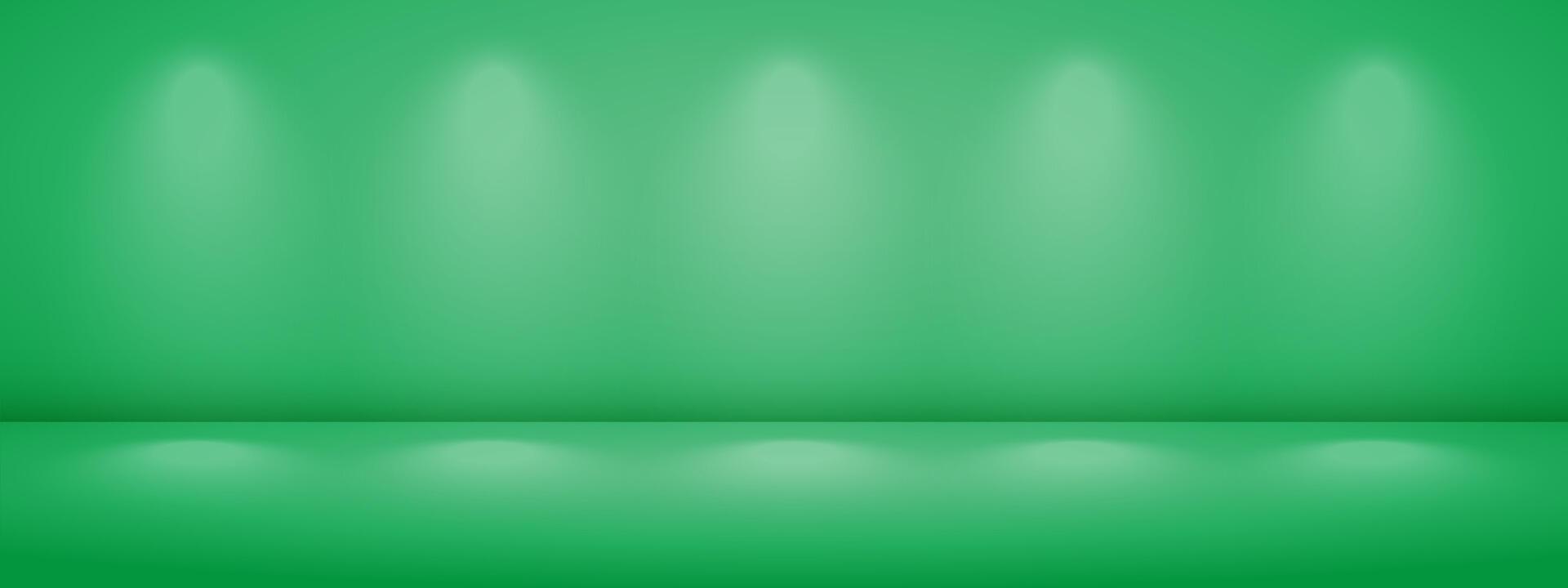 Limbo green background with light shadow. Abstract studio gradient bg. Modern banner with empty space. illustration. vector