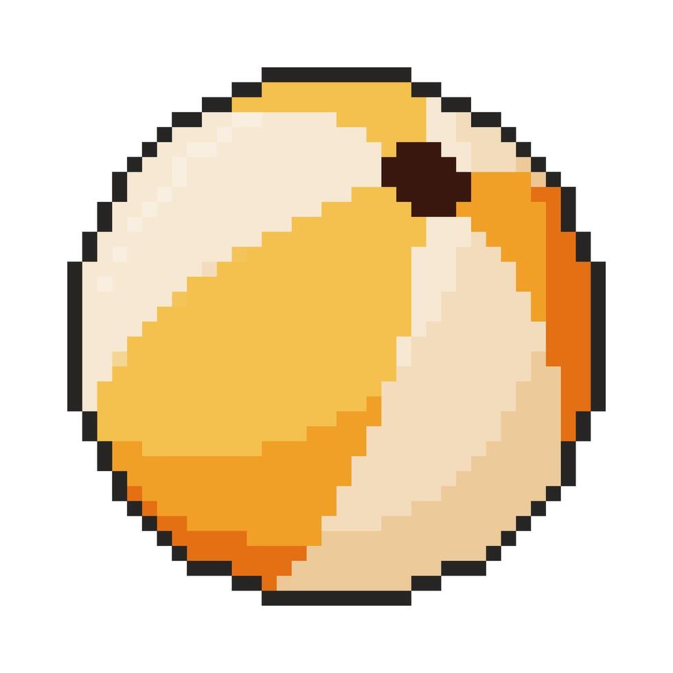 Pixel art beach ball icon in 8 bit style. Retro 80s,90s game graphics. vector