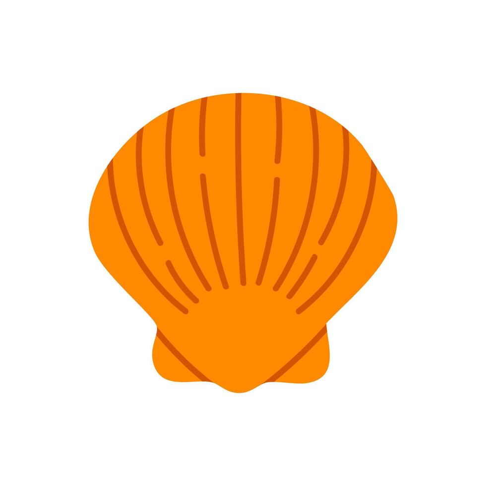 Bright yellow scallop shell with simple rounded shape vector