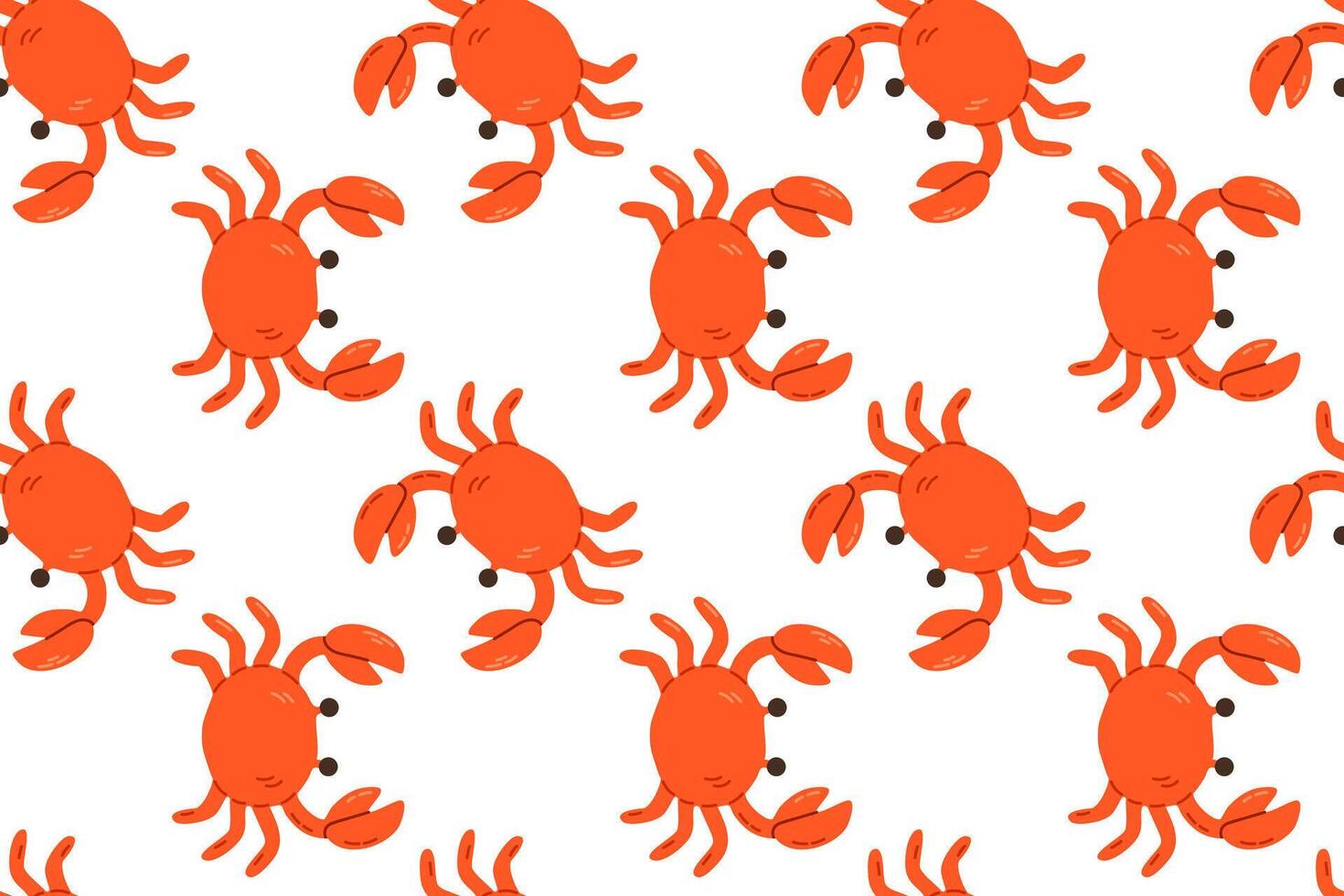 Seamless pattern with red crabs on white background, perfect for beach-themed textiles and marine-themed childrens projects vector