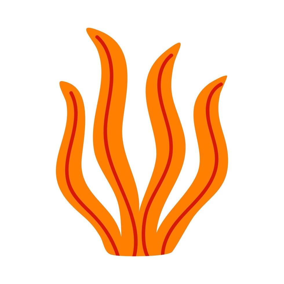 Flowing red-orange seaweed with soft curves vector