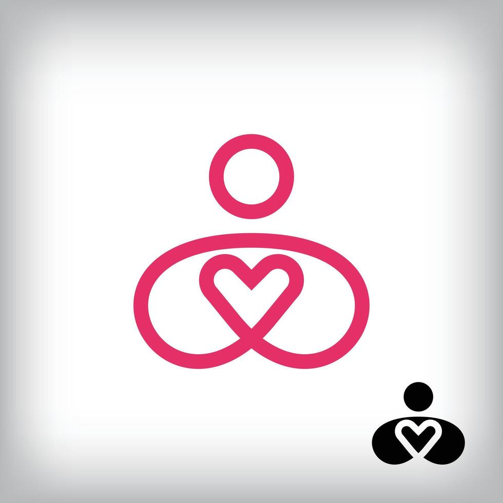 Continuous linear heart logo inside human. Unique design identity. Geometric logo template. vector