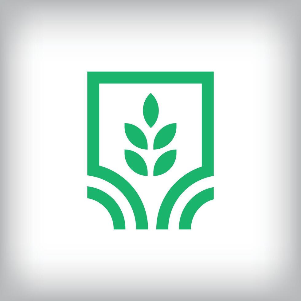 Leaf and ecological natural logo in square. Unique design identity. Geometric nature flat logo template. vector