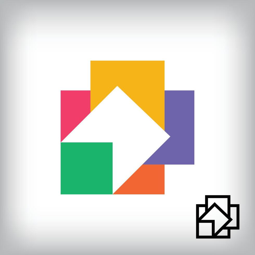 Folded colorful ribbon tail logo. Unique design identity. Geometric flat logo template. vector