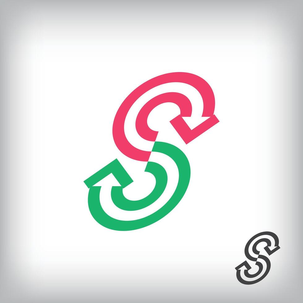 Letter S and forward and backward arrow logo. Unique transportation design identity. Logo template in geometric line. vector