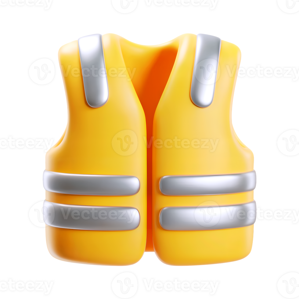 3d Safety vest icon isolated on transparent background. 3d rendering Cartoon plastic style png