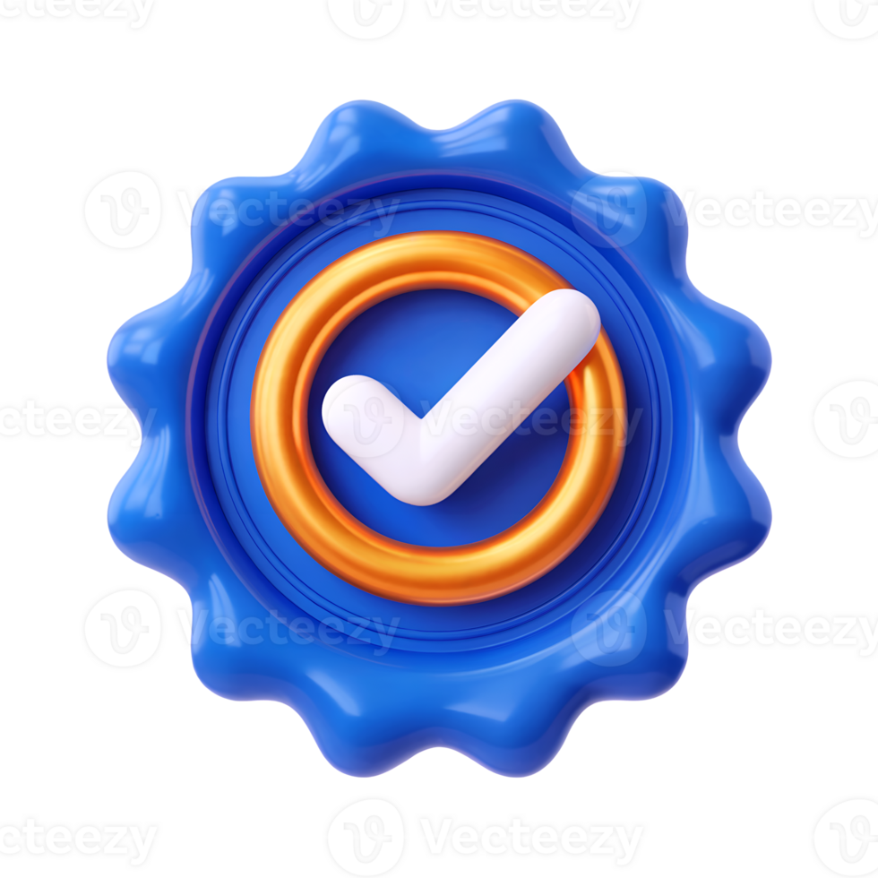 3d best quality guarantee Certified icon isolated on transparent background. 3d rendering Cartoon plastic style png