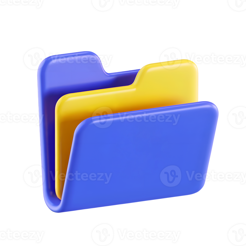 3d folder icon isolated on transparent background. 3d rendering Cartoon plastic style png