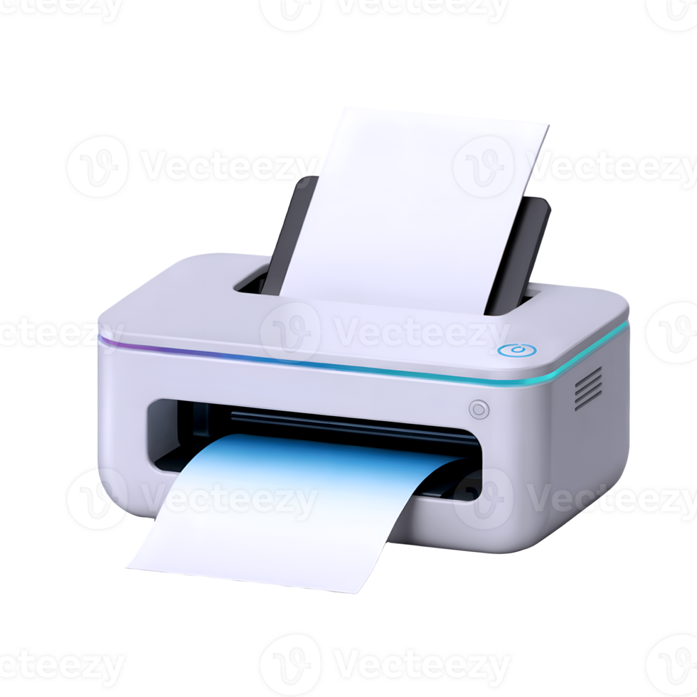 3d printer icon isolated on transparent background. 3d rendering Cartoon plastic style png