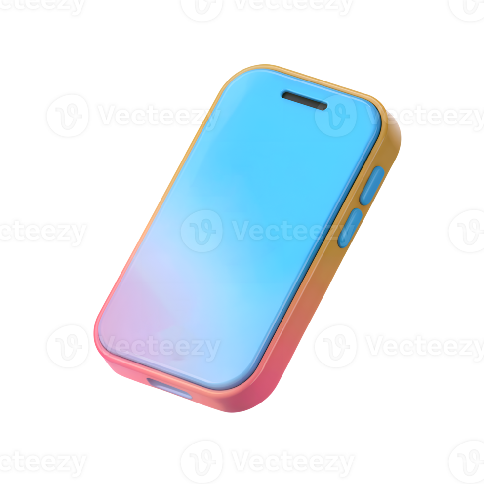 3d mobile phone device icon isolated on transparent background. 3d rendering Cartoon plastic style png