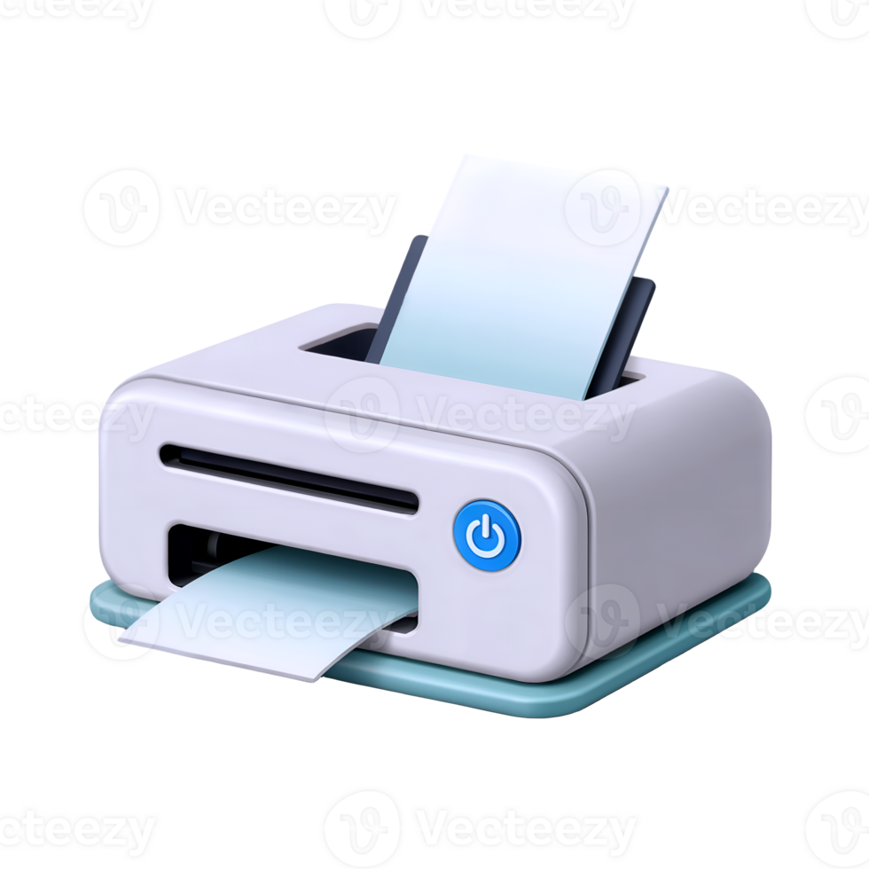 3d printer print icon isolated on transparent background. 3d rendering Cartoon plastic style png