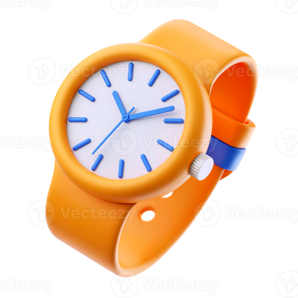 3d Wrist watch icon isolated on transparent background. 3d rendering Cartoon plastic style png