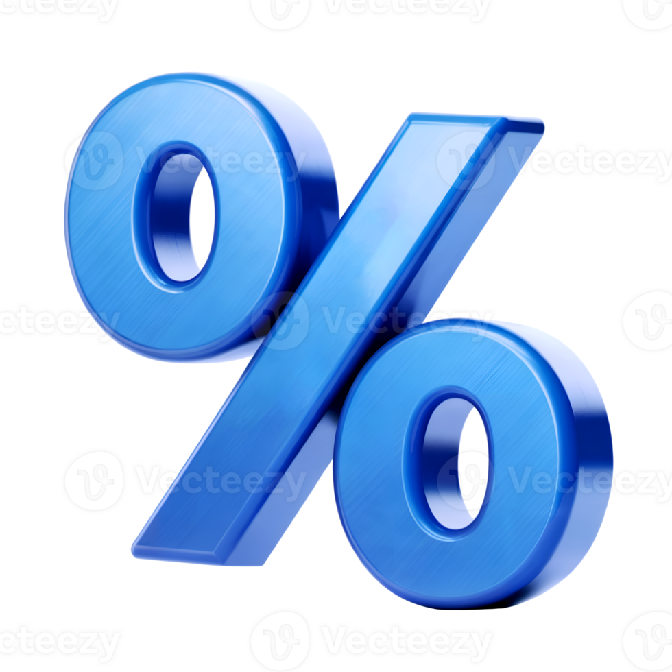 3d Percent sign icon isolated on transparent background. 3d rendering Cartoon plastic style png