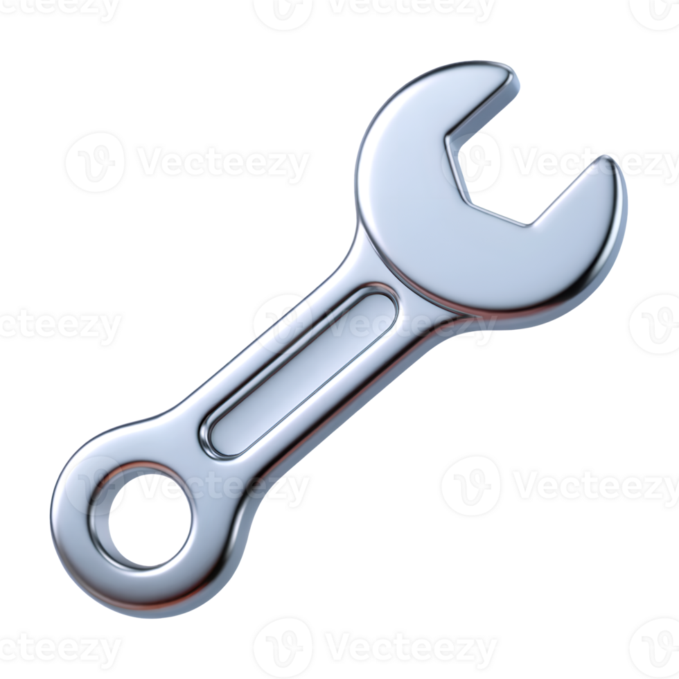 3d Wrench icon isolated on transparent background. 3d rendering Cartoon plastic style png