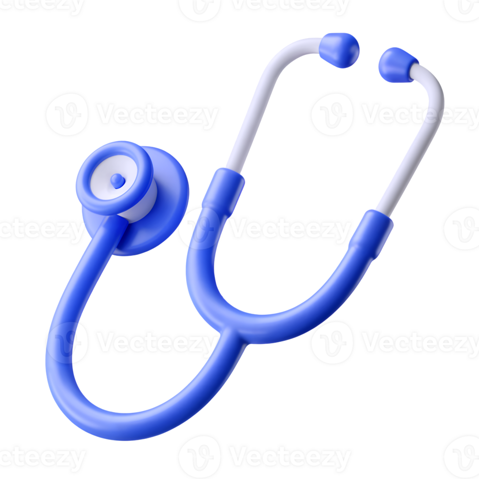 3d Stethoscope equipment icon isolated on transparent background. 3d rendering Cartoon plastic style png