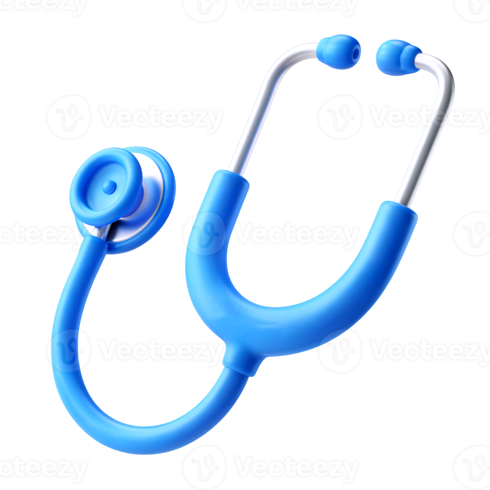 3d Stethoscope icon isolated on transparent background. 3d rendering Cartoon plastic style png