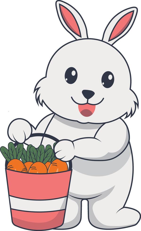 Rabbit Character Illustration. Isolated on White Background. vector