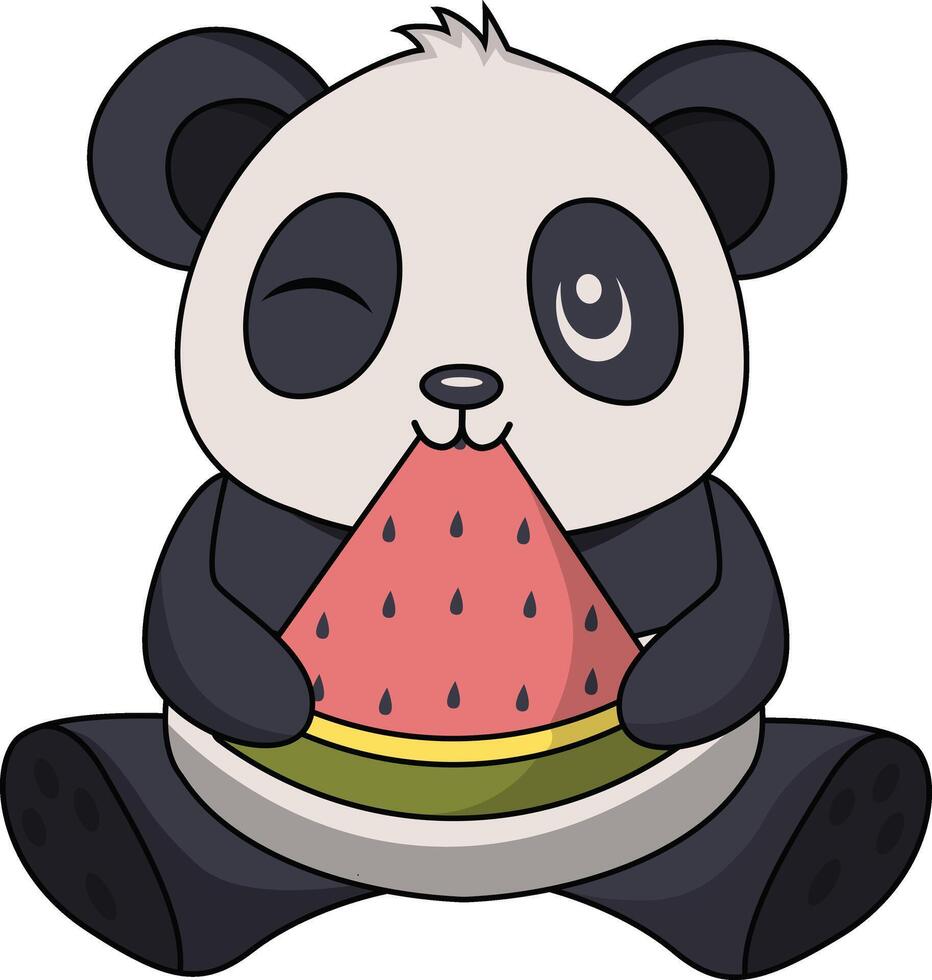 Cute Cartoon Panda Character. vector