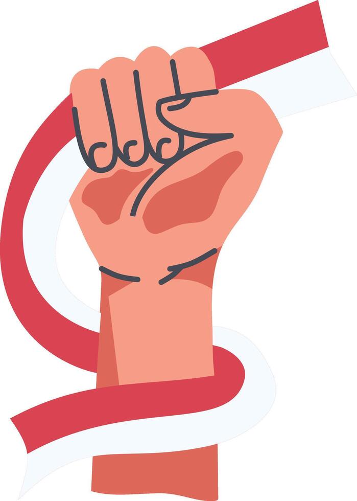 Hands Holding Indonesian Flag Illustration on White Background vector