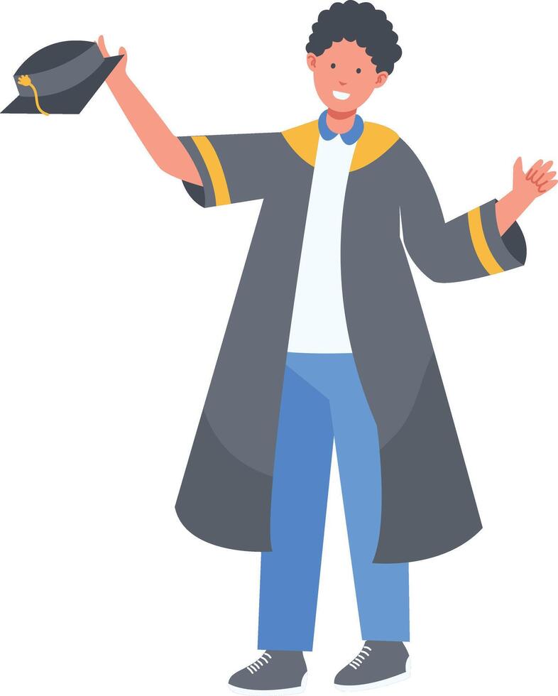 Student Graduation Character Isolated on White Background, vector