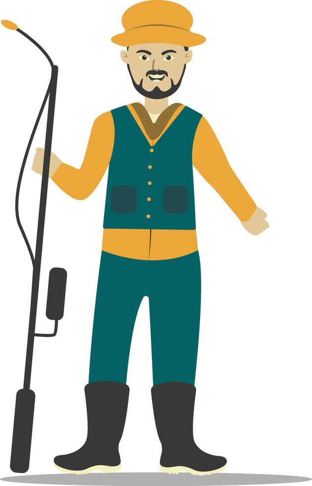 Professional Fisherman Illustration in Flat Design vector