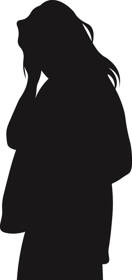 Pregnant Lady Silhouette in Flat Shape vector