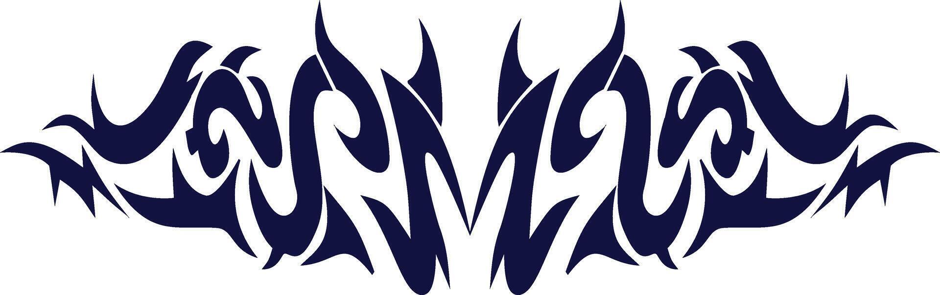 Neo Tribal Tattoo Border Element on White Background. vector