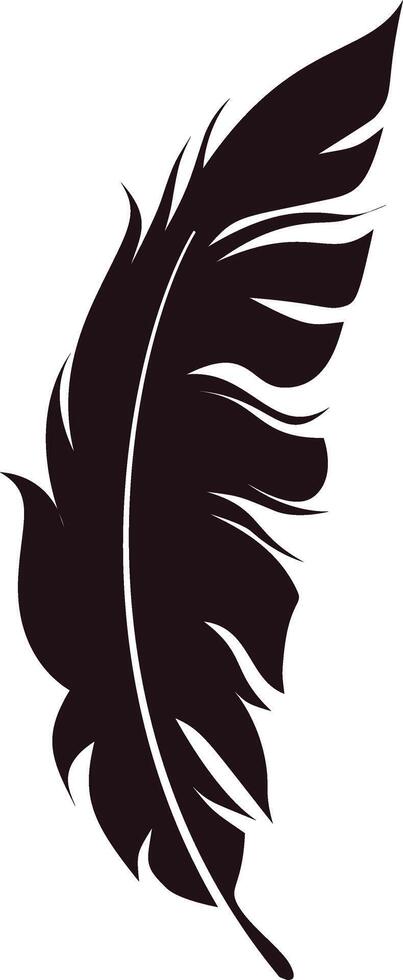 Bird Feather Silhouette, Isolated on White Background. vector