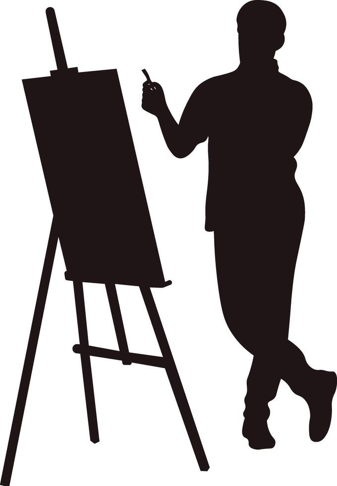 People Painting Silhouette on White Background vector