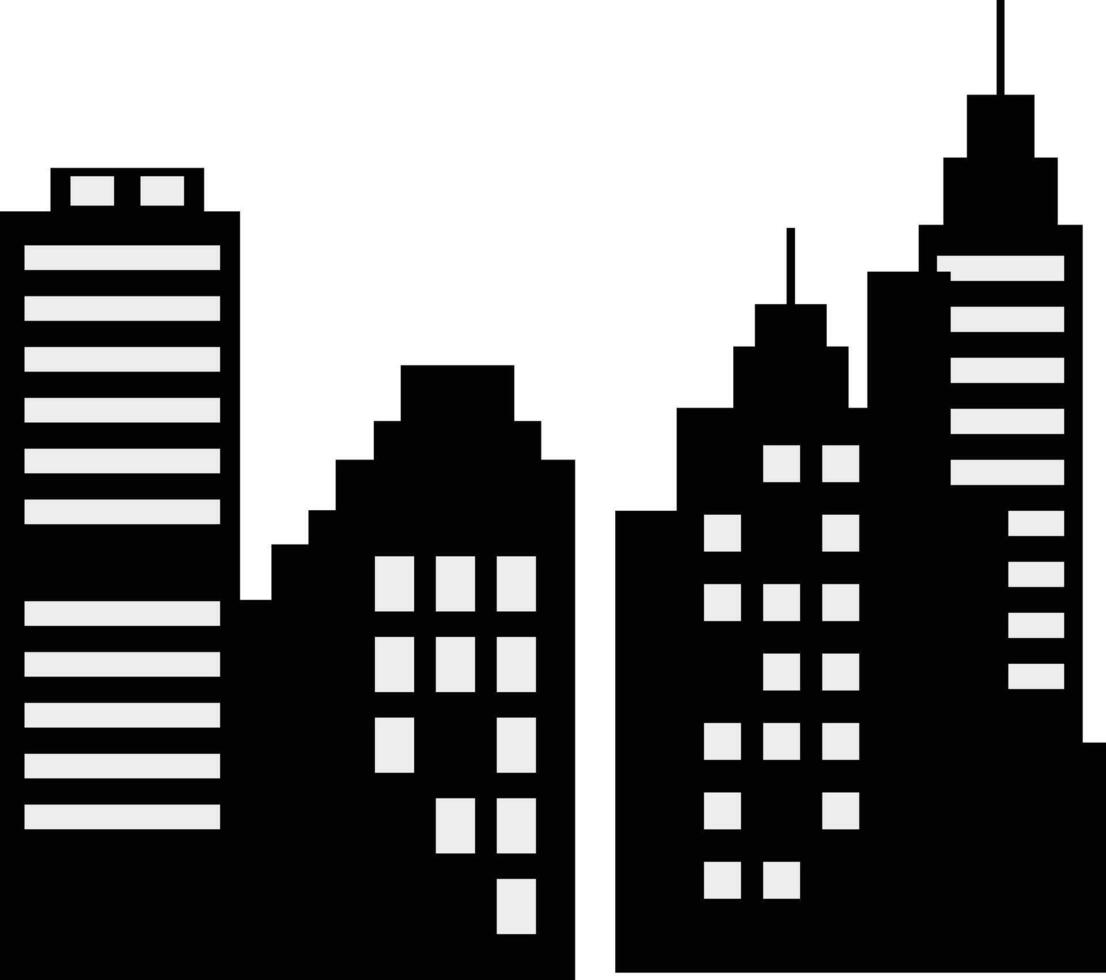 Black Silhouette of City Skyline with Simple Design vector
